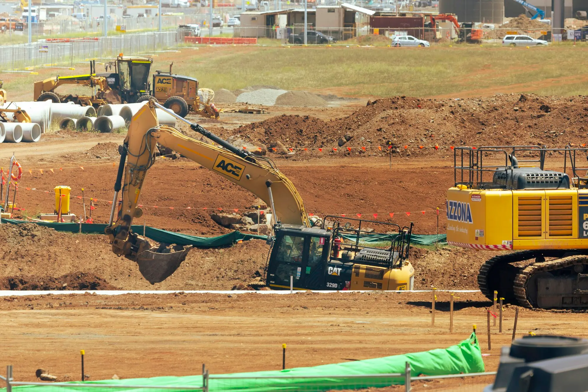 Excavator working on an earthmoving site