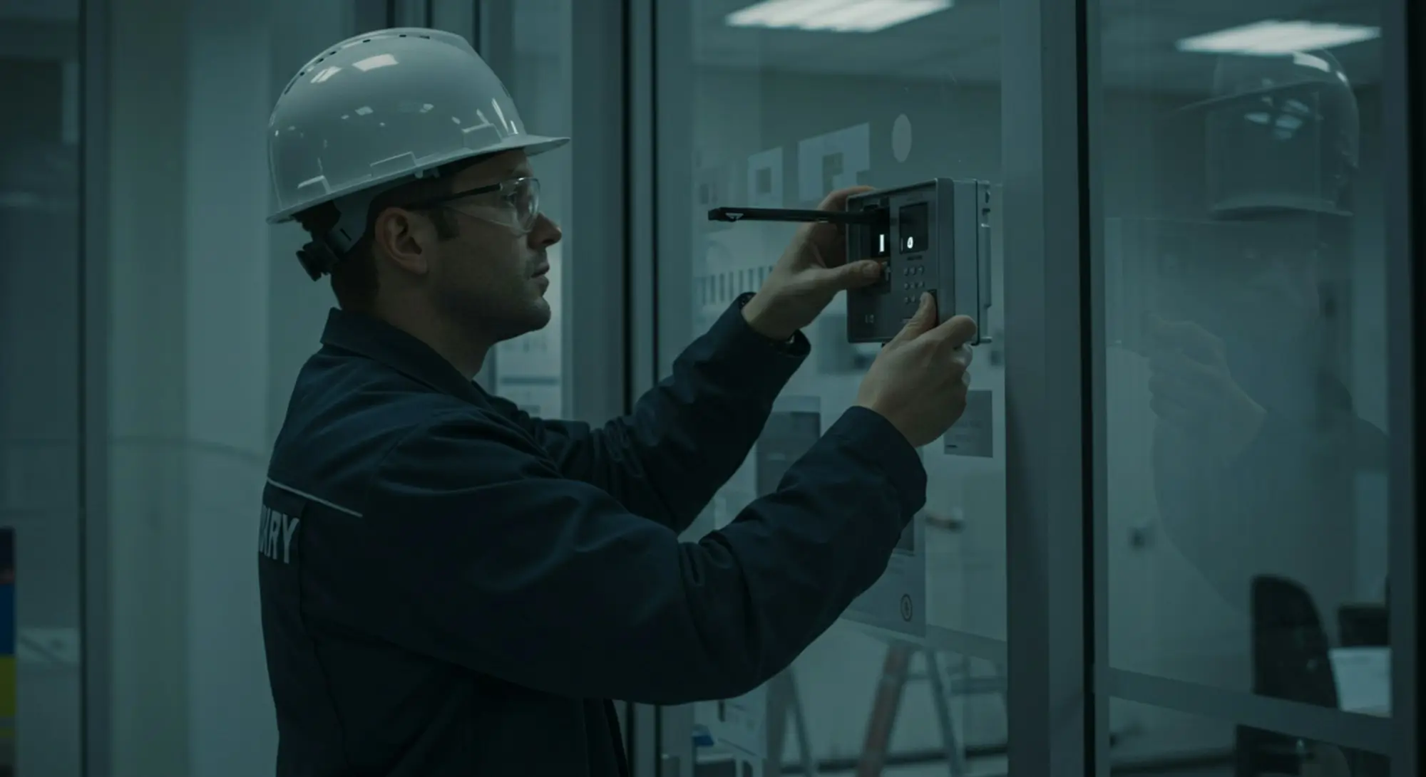 Inspector examining part of a building